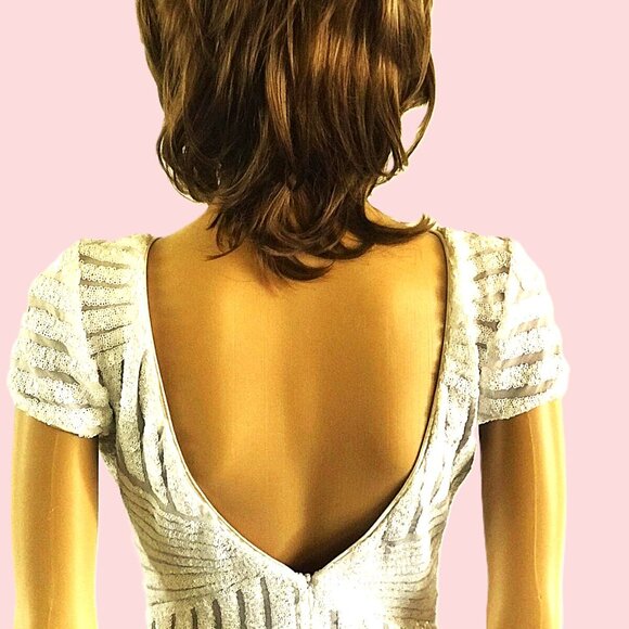 Stunning White Sequins Dress with Low Back - Picture 4 of 5